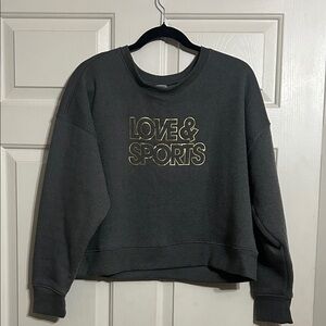 Love & Sports Graphic Crewneck Sweatshirt - Black with Gold Lettering